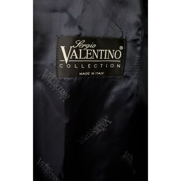 Sergio Valentino Collection Italy Super 120's Wool Buttoned Vest - Black & Navy - Picture 7 of 9